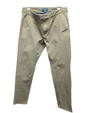 TAYLRD FIT Casual Pants Cotton Chino Olive Green Slim Fit Chinos SZ. 33X34